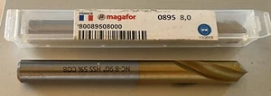 Magafor 0895 8.0mm NC-8 90deg Spotting Drill HSS 5% Cobalt TiN Coated - Picture 1 of 3