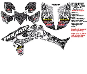  TRX450R Graphics 06-07 DFR Logo Bomber Black Sides Fenders Honda TRX 450R ATV - Foto 1 di 3