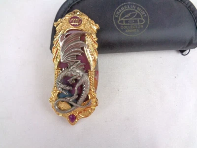 Cuchillo Plegable Franklin Mint Fantasy Red Dragon - B11ZM48 con Estuche y Original  Embalaje Foto 1 de 4