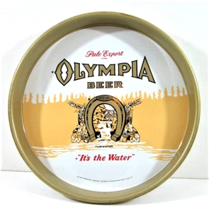 Vintage Olympia Beer Tray Gold Rim It's The Water Logo Beer Dist Stock Olympia - Picture 1 of 2
