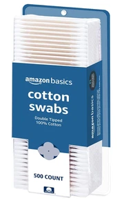 Hisopos de algodón Amazon Basics para higiene personal y cuidado del bebé, 500 unidades, paquete de 1 - Imagen 1 de 12