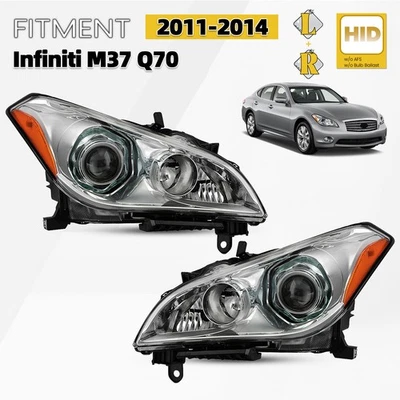For 2011-2014 Infiniti M37 Q70 HID/Xenon Headlight w/o AFS Left+Right Pair Foto 1 de 4