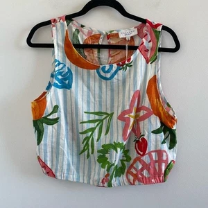 Camicetta Calypso St. Barth multicolore a righe misto lino tropicale taglia large nuova - Foto 1 di 8