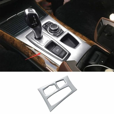 Cubierta de cambio de marchas de acero plateado para BMW X5 X6 E70 2010-13 1P Foto 1 de 4