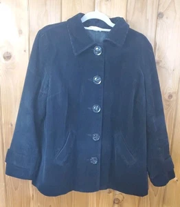 Womens Relativity L Corduroy Coat Big Button Jacket Black Swing - Picture 1 of 8