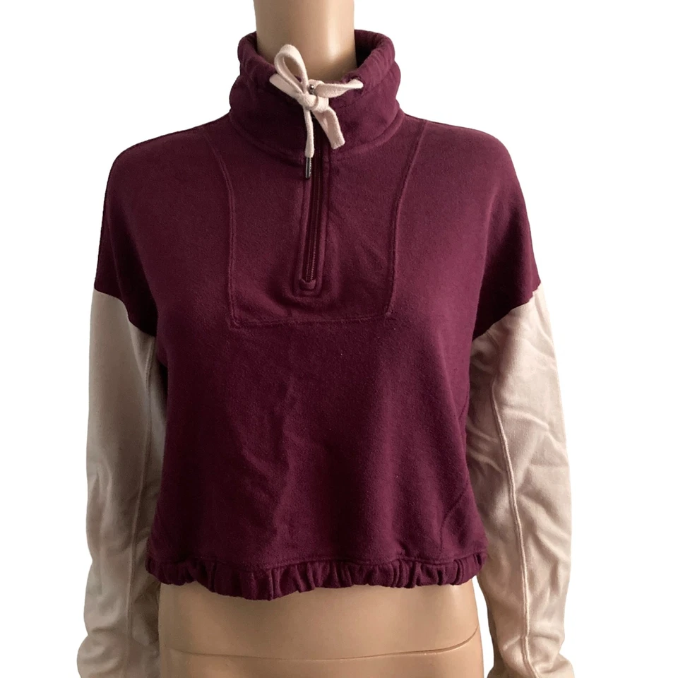 Hollister Sudadera Recortada Pullover Mujer Pequeña Borgoña Rosa Elastizada  Foto 1 de 4