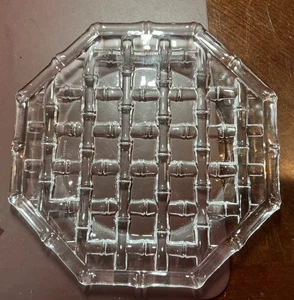 Tiffany & Co Crystal Bamboo Weave Sandwich Plate 8" Octagon - Bild 1 von 6