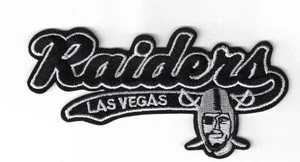 Las Vegas Raiders Script Team Logo NFL Embroidered 4in Iron / Sew-On Patch - Picture 1 of 2