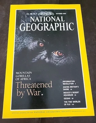 National Geographic October 1995 | Mountain Gorillas Threatened by War | Jeep Ad - Image 1 of 2