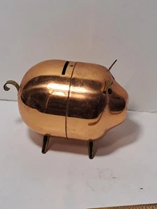 Vintage 1970s Coppercraft Guild Piggy Bank - Copper Brass Pig Coin Bank 5" - Picture 1 of 5