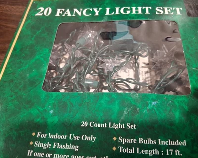 (UNO) VACACIONES DE NAVIDAD 20ct LUCES ESTRELLA COLOR CLARO, 17 ft SOLO INTERIOR, UL, NUEVO EN CAJA Foto 1 de 4