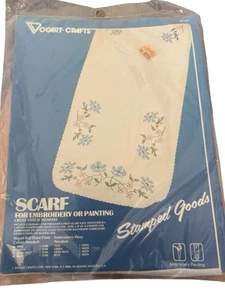 Vogart Crfafts Scarf Kit Embroidery Painting Needlepoint Cross Stitch Flowers - Picture 1 of 2