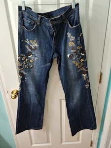 Embellished Beads & Embroidered jeans for women By Arden B 10 Boot Cut Flair - Picture 1 of 11