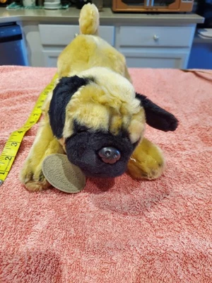Peluche Yomiko Classics Pug Perro Bronceado Negro Russ Peluche con Etiqueta Realista Foto 1 de 4