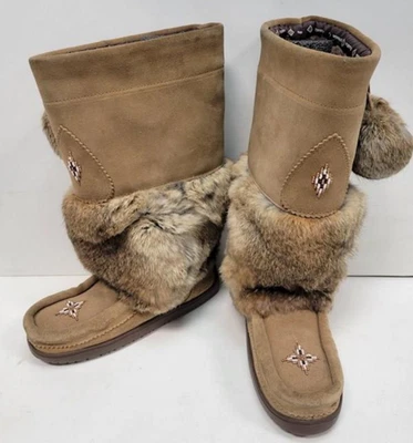 Manitobah Mukluks Búho Nieve Gamuza Piel de Oveja Botas Altas Mujeres 5 Marrón Tostado Foto 1 de 4