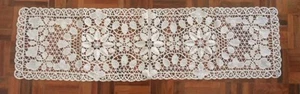 Vintage White & Beige Venetian Lace Table Runner - Picture 1 of 5