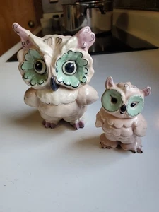 Pair Owls Kay Finch California Pottery  Figurines Set  Vintage Mid-Century  - Picture 1 of 10