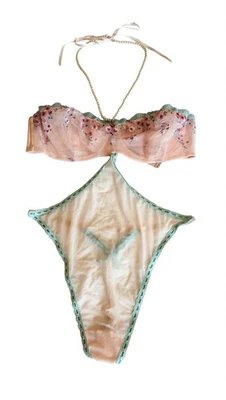 Victoria’s Secret Bodysuit Lingerie with Removable Pearl Halter Tie – Size L NWT - Image 1 of 4