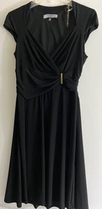 Vestido ANNE KLEIN Mujer 8 Negro Manga Gorra Largo K Poliéster Elastizado Línea A - Imagen 1 de 6