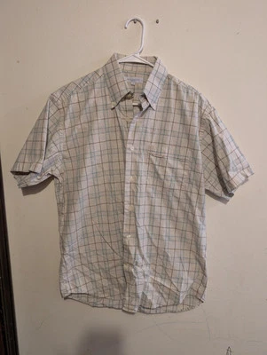 Camisa social masculina Alex Cannon bege médio multicolorida xadrez botão para baixo - Imagem 1 de 4