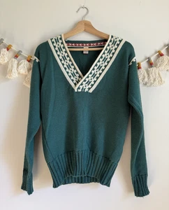 Dale Of Norway Alpina 100% Merinowolle Grün V-Ausschnitt Pullover Nordic Preppy S - Bild 1 von 10