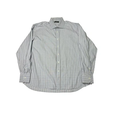 CANALI Men's Blue Checkered Dress Shirt Made in Italy Cotton Size 44 17 1/2 - Image 1 of 4