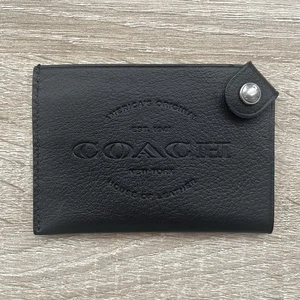 Genuine Coach Black Leather Small Bi Fold Card Holder Wallet For Extra Cards - Picture 1 of 6