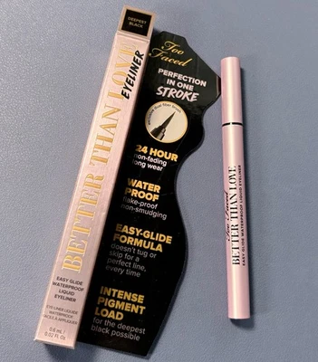 TOO FACED Better Than Love Waterproof Liquid Eyeliner-DEEPEST BLACK 0.6 ml New - Image 1 of 3