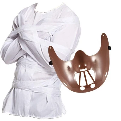 Adult Hannibal Lecter Halloween Fancy Dress Costume Straight Jacket & Mask - Image 1 of 4