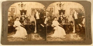 PAR DE REUNIONES INTERIOR KELLEY & CHADWICK STEREOVIEW 1903 - Imagen 1 de 2