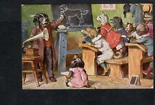 New listing
		JH562 Antique postcard Arthur Thiele dress Dogs at school learning of St Bernard