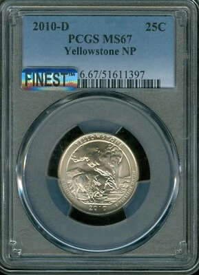 2010 D YELLOWSTONE QUARTER SET PCGS MS67 PQ MAC FINEST & SPOTLESS  POP-9 . - Image 1 of 2