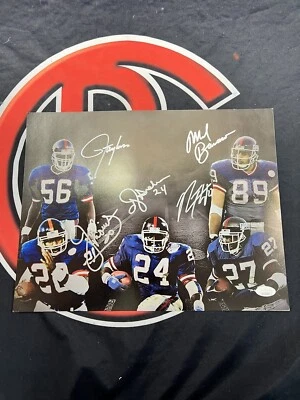 Lawrence Taylor, Bavaro, Morris, Hampton, Anderson Autographed Giants 11x14 JSA - Image 1 of 4
