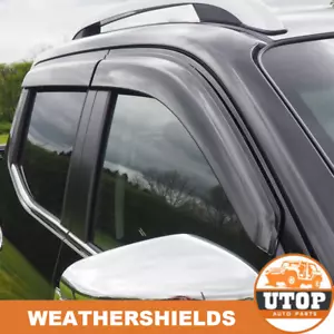 Tinted Black Weather shields Window Visors For Nissan Navara NP300 D23 2015-2024 - Picture 1 of 11