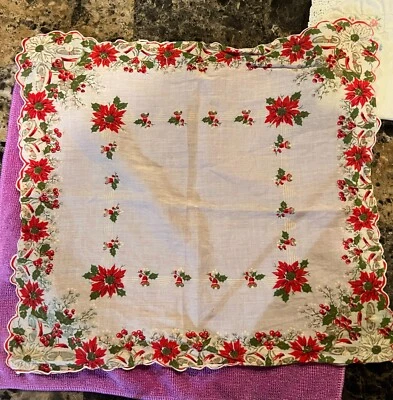 HERMOSOS PAÑUELOS VINTAGE FLORALES NAVIDAD o VACACIONES lote 2 Foto 1 de 4