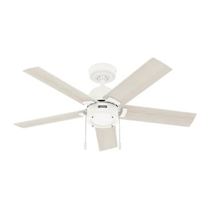 Hunter Fan 44 in Casual Matte White Indoor Ceiling Fan with Light and Pull Chain - Picture 1 of 7