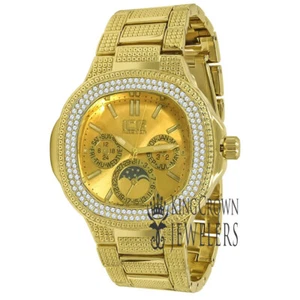 14K Yellow Gold Tone Simulated Diamonds Joe Rodeo Jojo Jojino Metal Band Watch - Picture 1 of 4