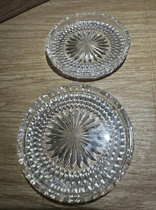2 Glass Drink Coasters, Fostoria Stratton, Diamonds, Thumbprint Rim Replacement - Picture 1 of 6
