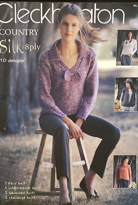 CLECKHEATON COUNTRY STYLE Silk 8 Ply 10 Designs Knitting Pattern Book 954 - Image 1 of 3