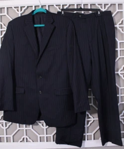 Traje Ralph Lauren Para Hombre 44L Azul Marino 100% Lana Rayas 2 Botones Canadá 34x30 - Imagen 1 de 24