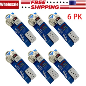 Paquete de 6 PAQUETES DE 6 salidas protector contra sobretensiones de seguridad 3 pies enchufe de pared de CA extensión de la tira de alimentación de pared - Imagen 1 de 3