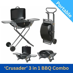 Crusader Barbacoa de Gas Portátil Plegable Barbacoa Trolley Estufa - Jardín Caravana Picnic - Imagen 1 de 7
