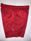 Nike Vintage Mens L Red Swimsuit   Embroidered Logo W Drawstring And Zipper Pocket
