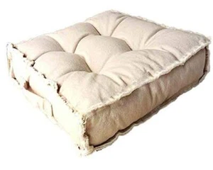  Square Thick Floor Seating Cushions,Solid Thick Tufted Beige 16*16 Inch - Picture 1 of 8