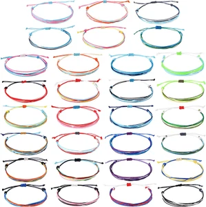 30 Pieces Adjustable Woven Anklets Bracelets Bohemian Braided Rope Bracelets Wat - Picture 1 of 12