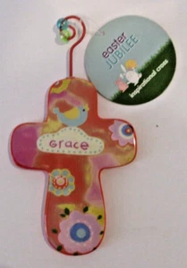 NWT Easter Jubilee Hanging Ceramic Cross "Grace" - 7" Tall VINTAGE Kmart - Picture 1 of 6