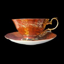 Vintage Elizabethan Staffordshire Tea Cup abd Saucer Set Gold Leaf Chintz.