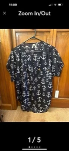 NWT live & truth blouse, navy with white anchors short sleeve size 1x - Picture 1 of 5