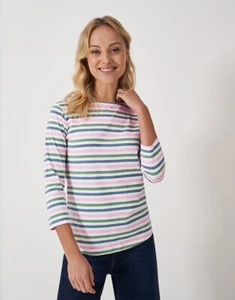 Crew Clothing Womens Essential Breton Stripe Top uk 14 Soft Cotton New RRP £29 - Picture 1 of 6