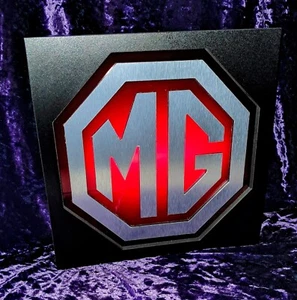 MG Auto Brushed Aluminum Square LED Lighted Sign With Remote  - Picture 1 of 17